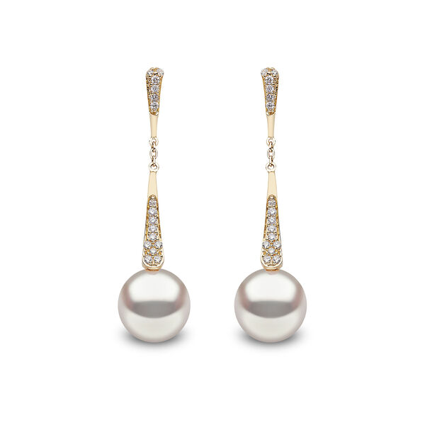 Trend Yellow Gold, Pearl and Diamond Earrings